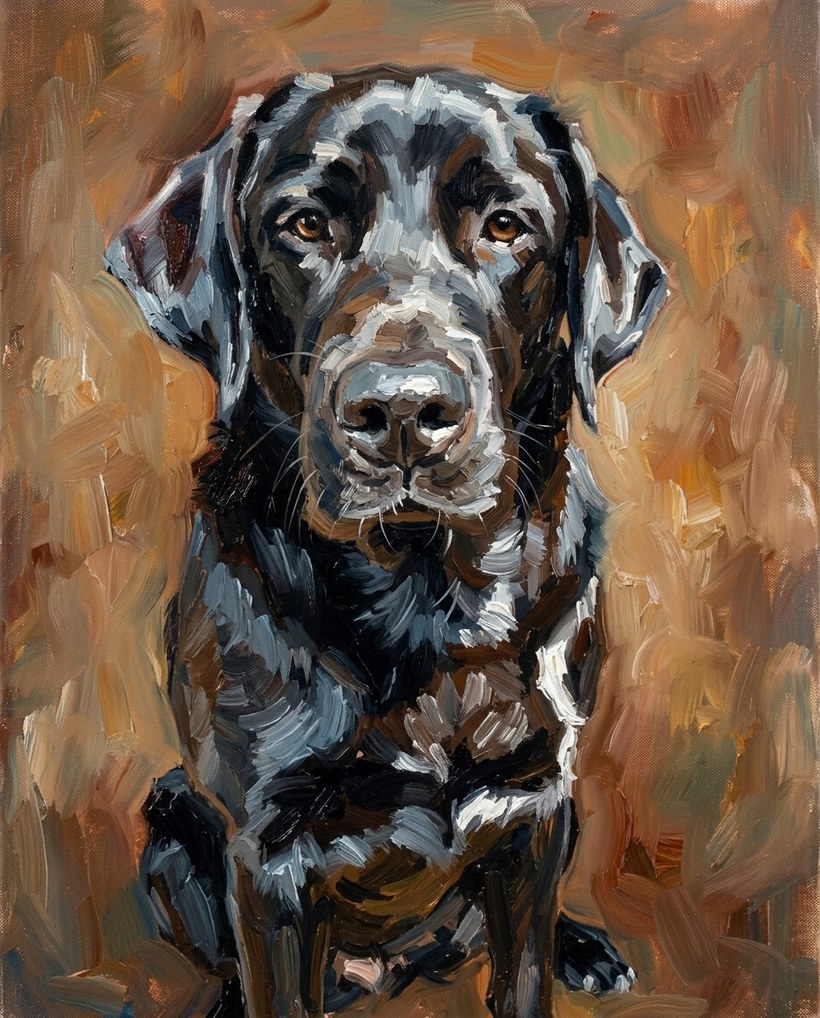 Bear, a black Labrador — studio portrait